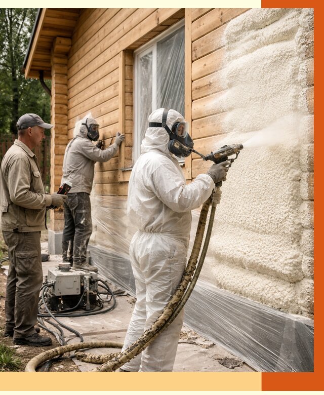 Утепление дома из бруса ППУ в Междуреченске от 3890 руб/м2 под ключ | ТепломастерМжд