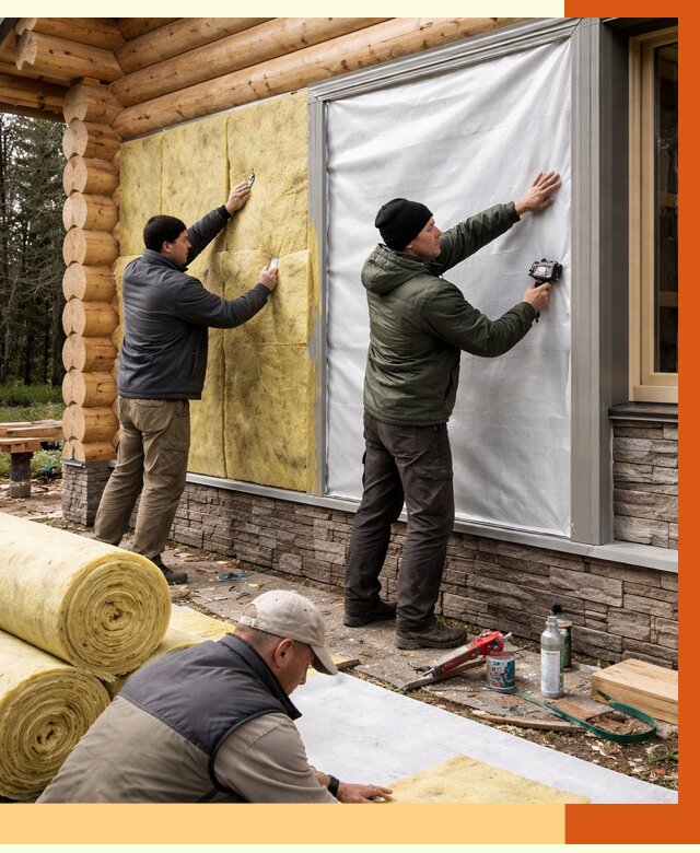 Утепление бревенчатого дома в Междуреченске от 7730 руб/м2 — заказать под ключ | ТепломастерМжд