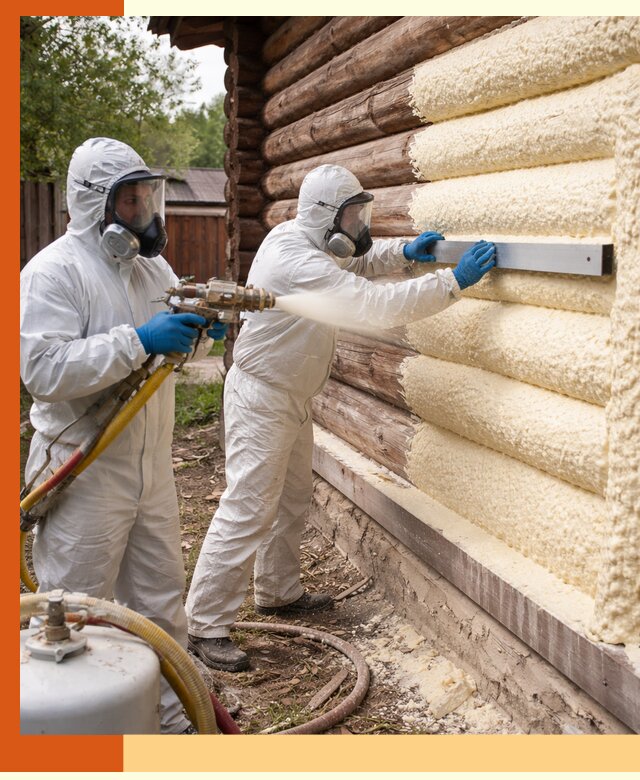 Утепление бревенчатого дома ППУ в Междуреченске эффективной изоляцией