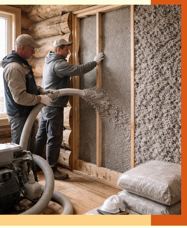 Утепление бревенчатого дома эковатой в Междуреченске от 2779 руб. | ТепломастерМжд