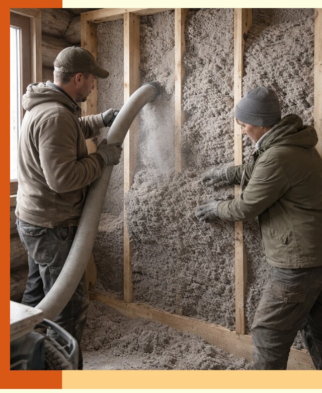 Утепление бревенчатого дома эковатой в Междуреченске