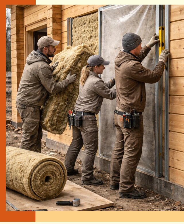 Утепление дома из двойного бруса в Междуреченске качественно и надёжно