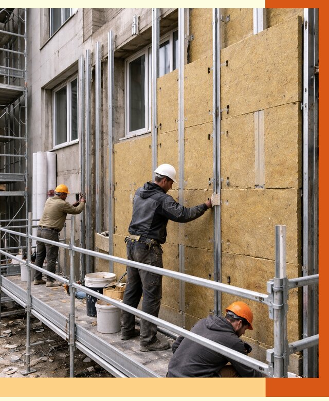 Утепление вентилируемого фасада в Междуреченске от 5659 руб/м2 — монтаж и утепление вентфасад | ТепломастерМжд