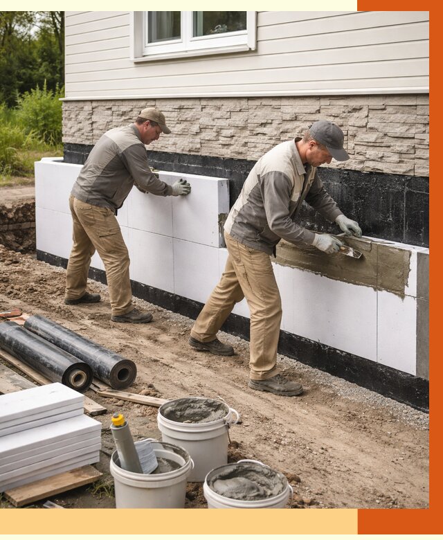 Утепление фундамента снаружи в Междуреченске от 4244 руб. за м² | ТепломастерМжд