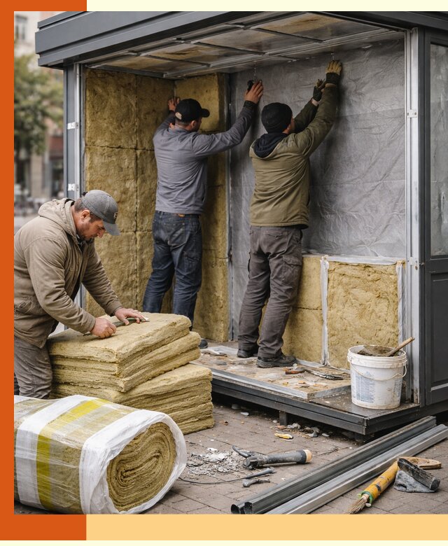 Утепление павильона шаурмы под ключ в Междуреченске