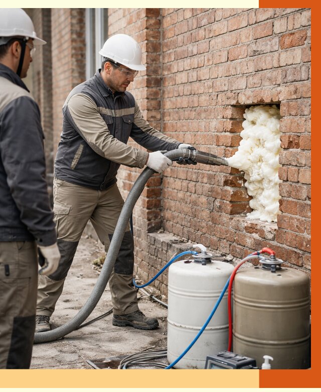 Заливка ППУ в пустоты кирпичной стены в Междуреченске от 2779 руб. | ТепломастерМжд