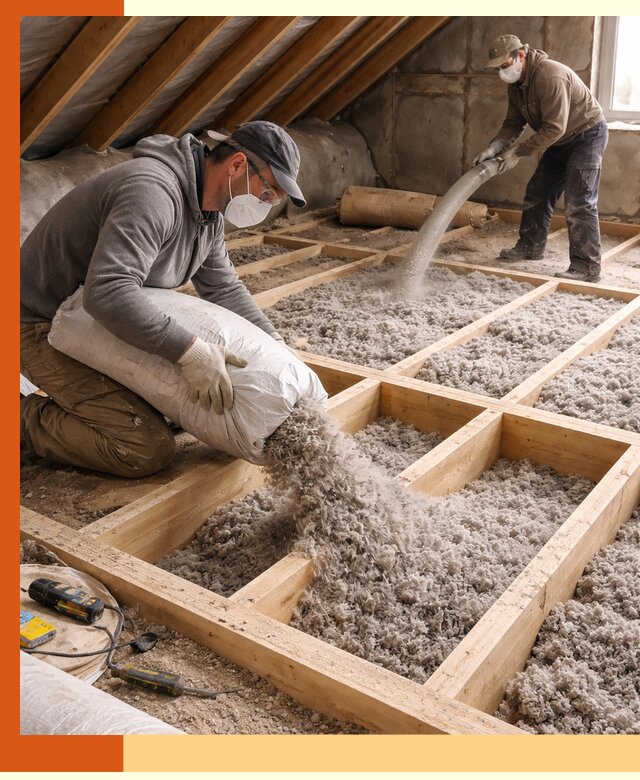 Заполнение полостей чердачного перекрытия в Междуреченске качественно и надёжно