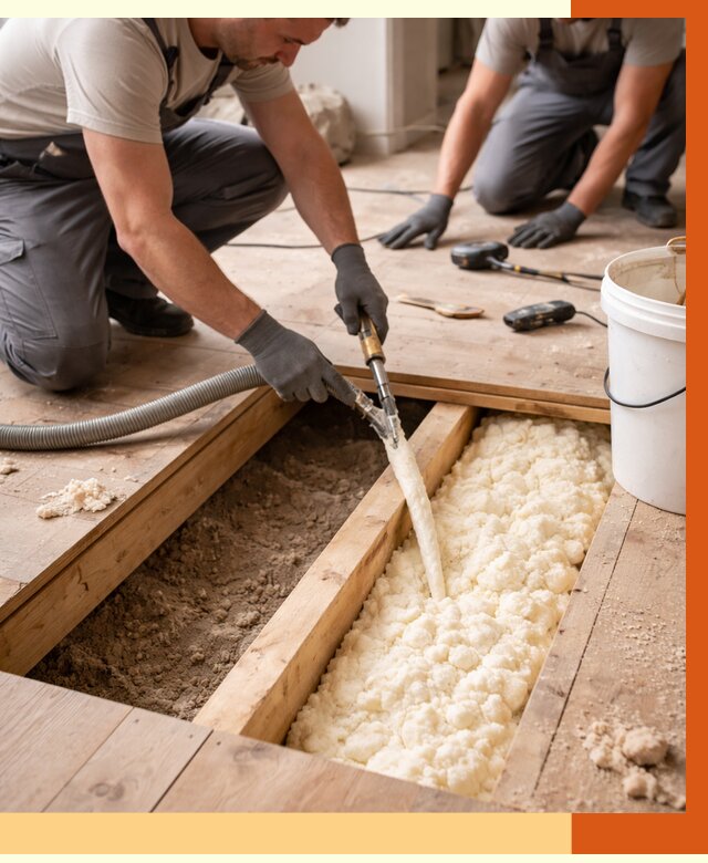 Заполнение пустот пола в Междуреченске от 2728 руб. — утепление пустот пола под ключ | ТепломастерМжд
