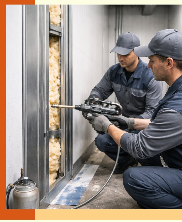 Заполнение пустот холодильных панелей в Междуреченске специализированной пеной