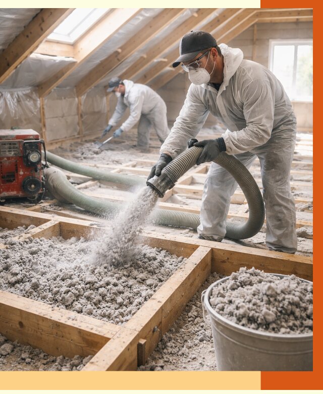 Утепление эковатой в Междуреченске от 2981 руб./м2 — монтаж и задувка | ТепломастерМжд