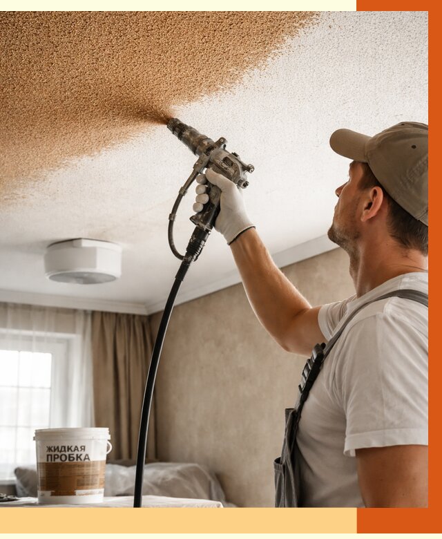 Утепление потолка жидкой пробкой в Междуреченске от 3537 руб. | ТепломастерМжд