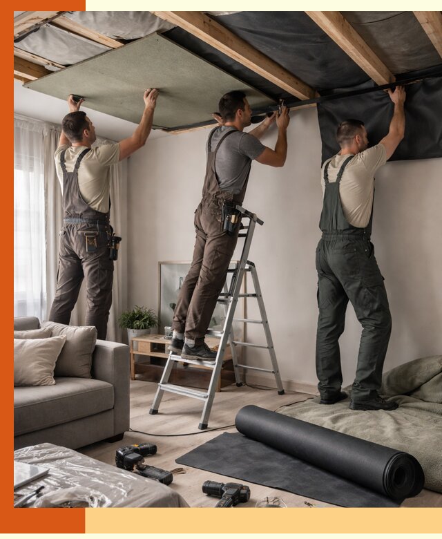 Шумоизоляция потолка в Междуреченске — профессиональное устранение шумов