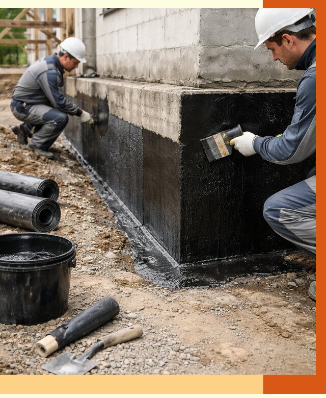 Гидроизоляция фундамента в Междуреченске от 1263 руб. — профессионально, под ключ | ТепломастерМжд