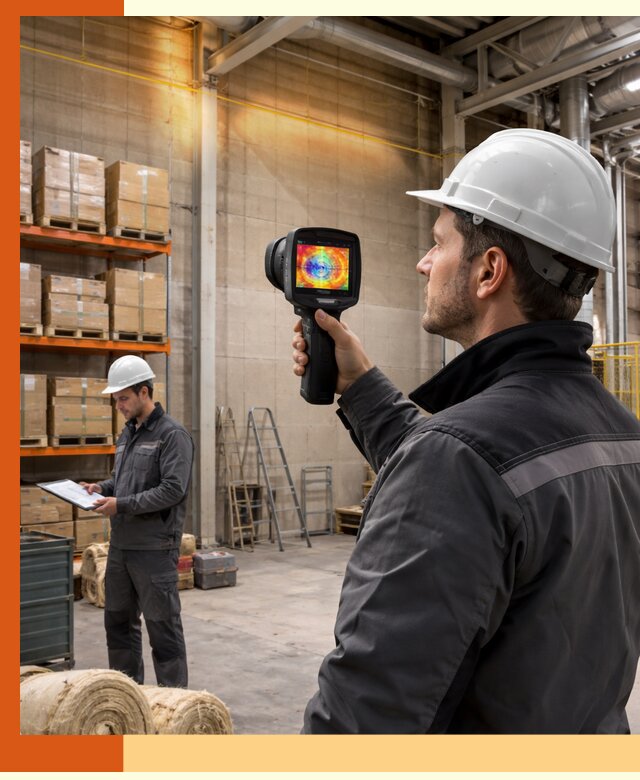 Тепловизионное обследование склада и выявление утечек в Междуреченске