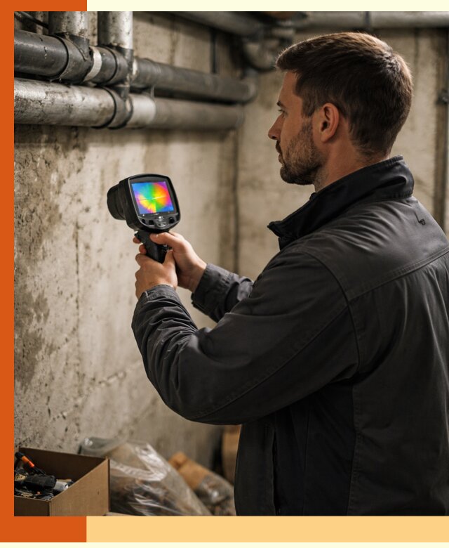 Тепловизионное обследование подвала в Междуреченске для поиска утечек тепла