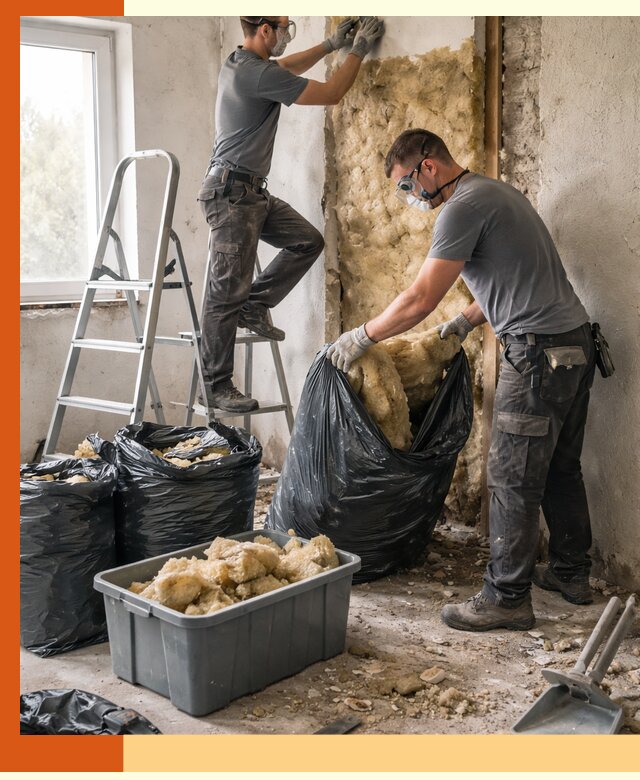 Демонтаж старого утеплителя и вывоз отходов в Междуреченске